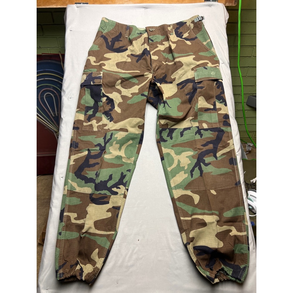 Propper US Military Woodland Camo Cargo Combat Trousers Large Regular Ripstop